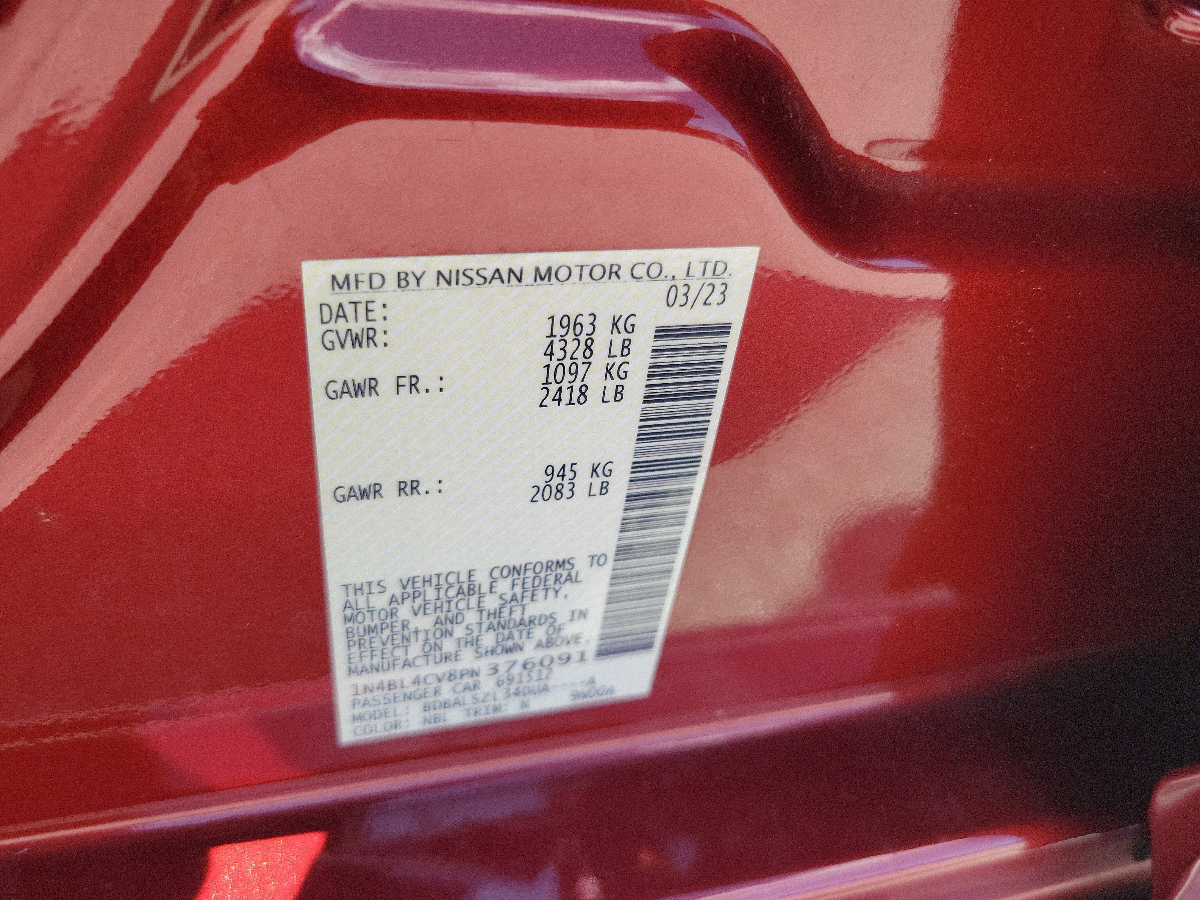 2023 Nissan Altima 2.5 SR