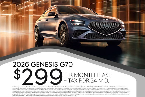 2026 G70 $299 per month for 24 months