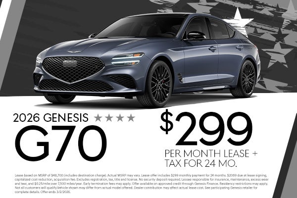 2026 G70 $299 per month for 24 months