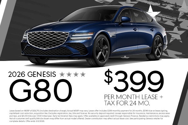 2026 G80 $399 per month for 24 months