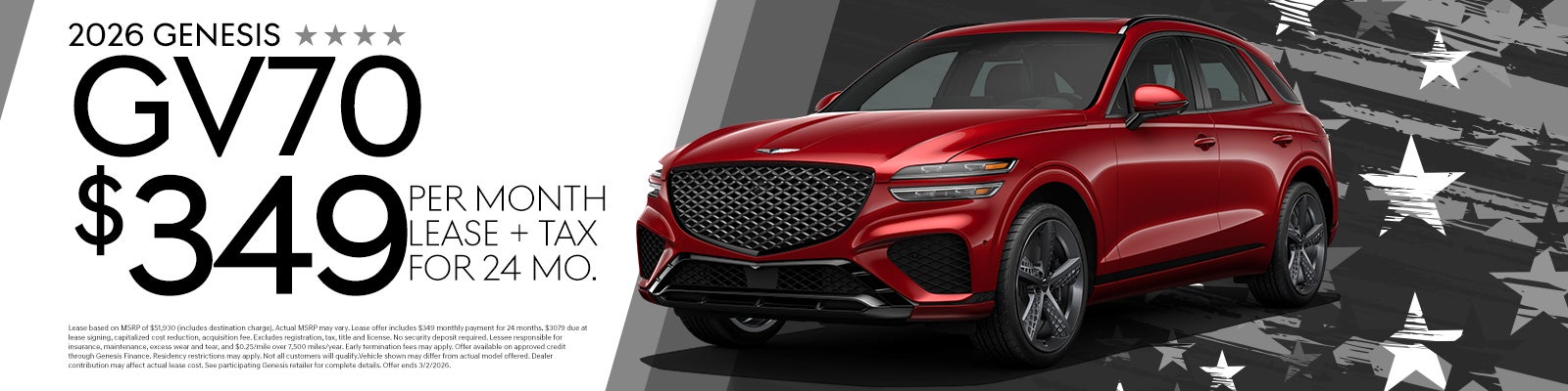 2026 GV70 $349 per month for 24 months