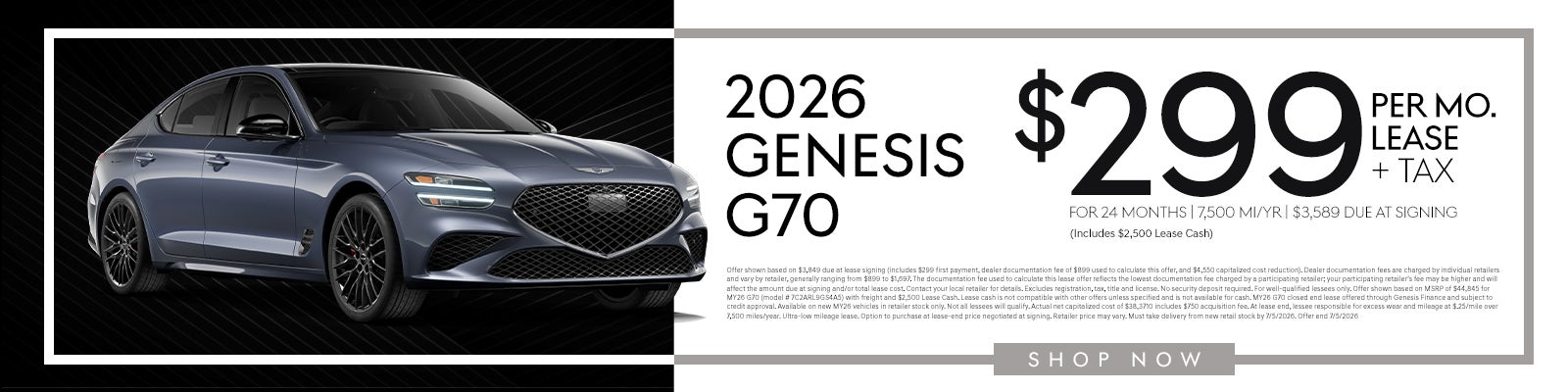 2026 G70 Lease for $299 | 24 Months
