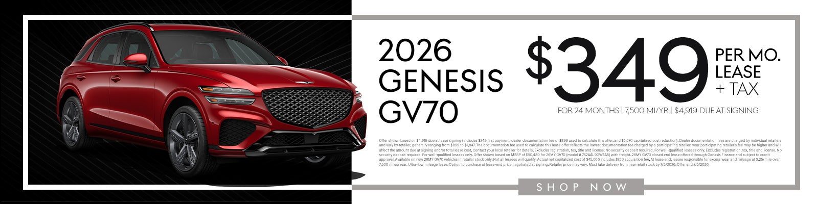 2026 GV70 Lease for $349 | 24 months