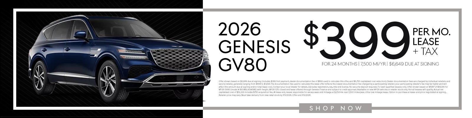 2026 GV80 Lease for $399 | 24 Months 