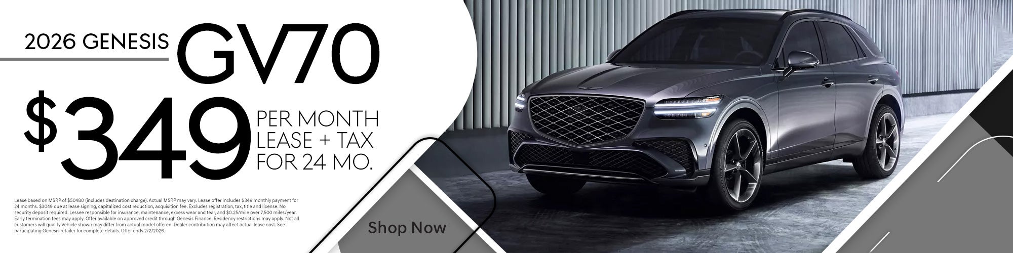 2026 GV70 $349 Per month for 24 months