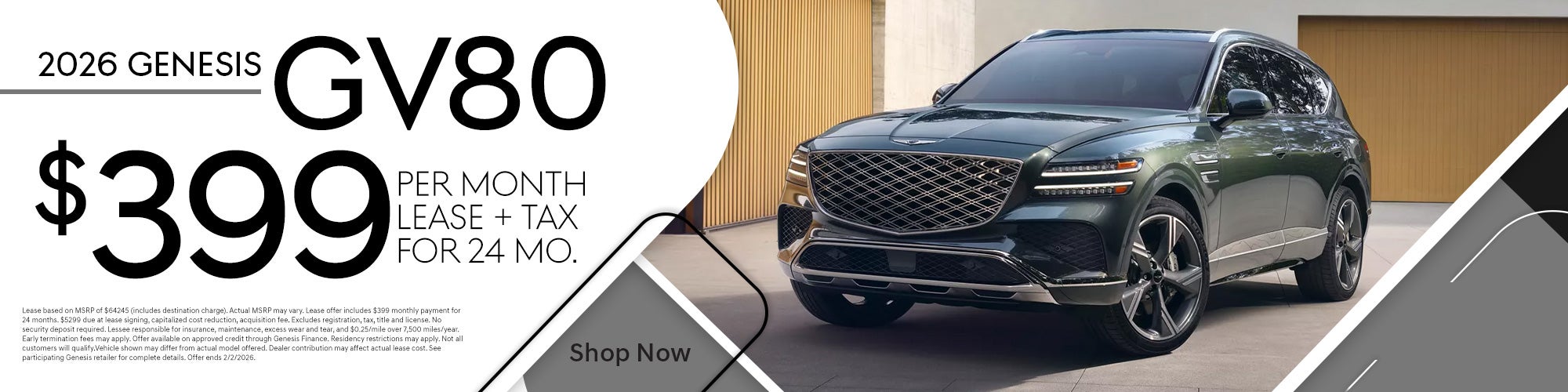 2026 GV80 $399 Per month for 24 months