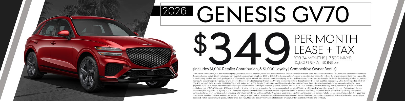 2026 GV70 $349 per month for 24 months