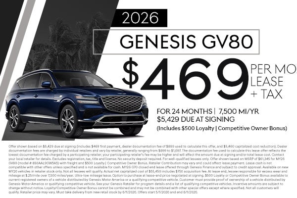 2026 GV80 $469 per month for 24 months