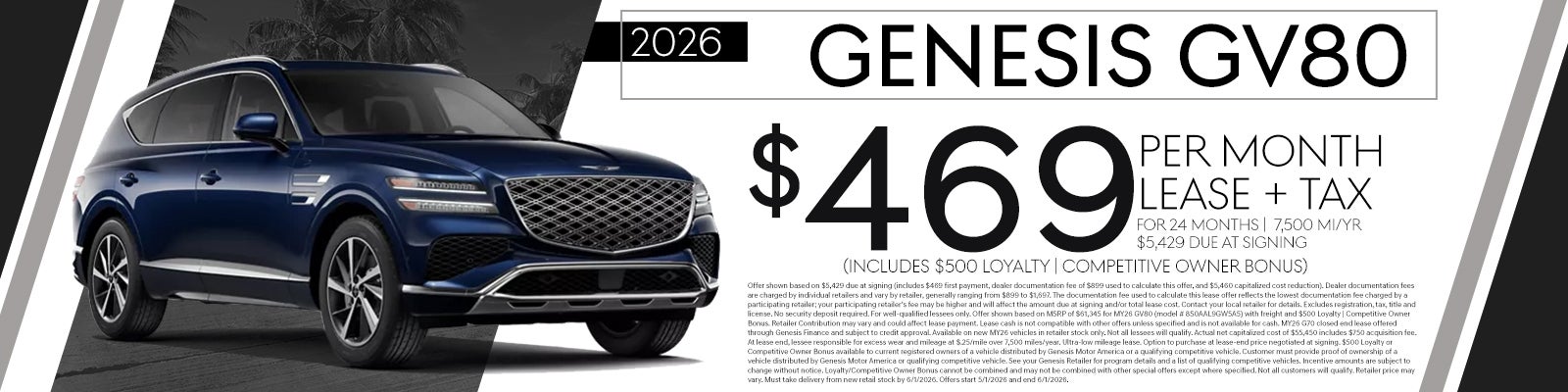 2026 GV80 $469 per month for 24 months
