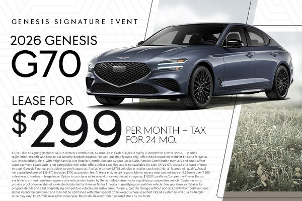 2026 G70 $299 per month for 24 months