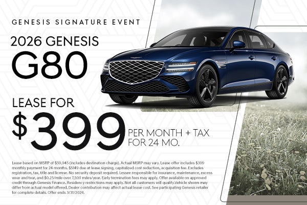 2026 G80 $399 per month for 24 months